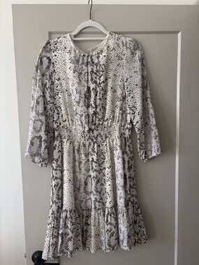 J. Crew Factory Snake Print Mini Dress - White & Gray
